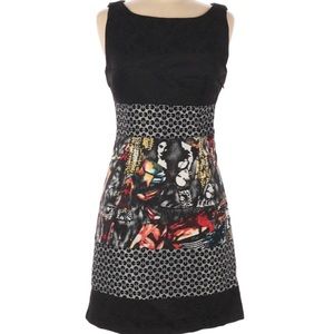 Mixed pattern sheath cocktail dress
